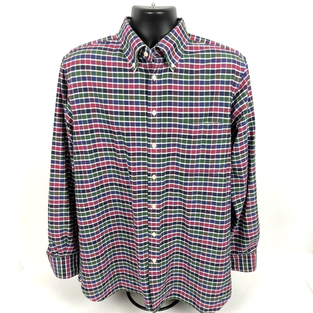 Charles Tyrwhitt L Men's Button Front Shirt‎ Oxford Weave PInk Blue Green